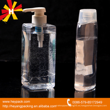 PET botella cuadrada de plástico con tapa de spray